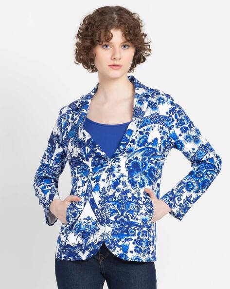 Floral print 2024 blazer womens