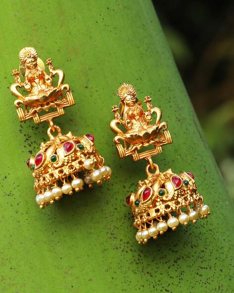 Flipkart.com - Buy Mrigangi Ethnic Traditional Matte Gold Plated Hand  painted Bird Design Black Jhumki/Jhumka Temple Earrings for Women and Girls  Alloy Jhumki Earring Online at Best Prices in India