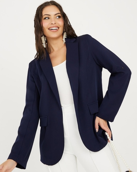 Blue longline online blazer