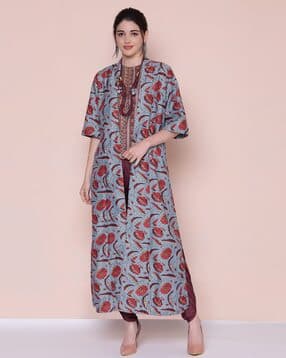biba Printed Top with Dhoti Pants & Jacket-picture-48