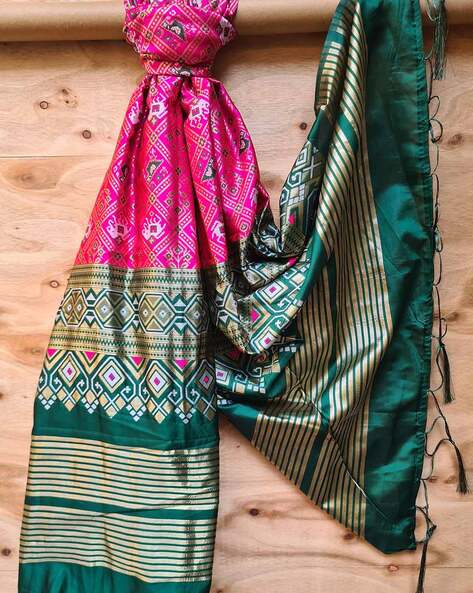 Patola Woven Dupatta with Tassels Price in India