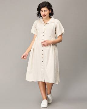 the mom store Pleated Button-Down Shirt Dress-picture-7