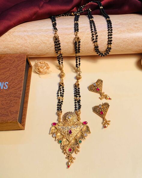 Long Vati Mangalsutra Set With Earrings – Digital Dress Room