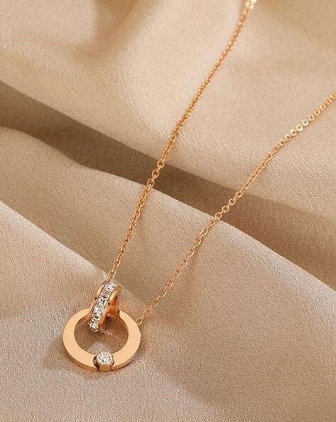 Rose Gold-Plated Stone Studded Short Necklace