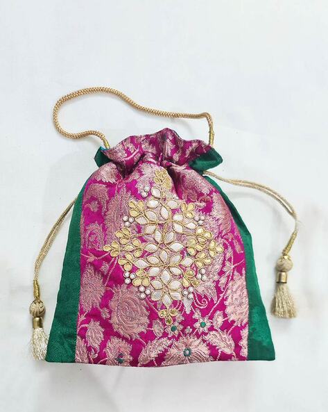 Buy Pink Viscose Silk Clutch for Women Online at Fabindia | 20075786