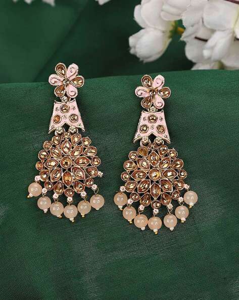 Earrings for women| chandelier earrings diamond in Rose Gold Finish | –  Indian Designs