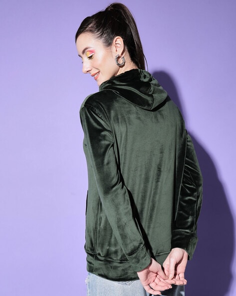 Green velvet hoodie best sale