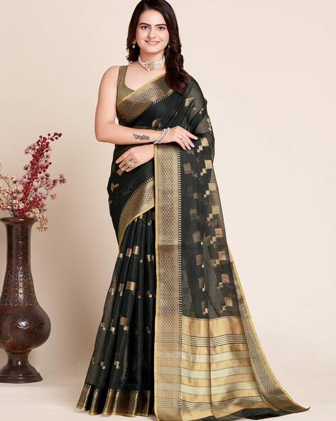 Black gold Kanchipuram silk saree in... - Kanchi Pattu Sarees | Facebook