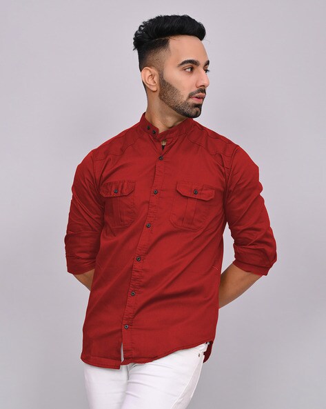 Buy online Red Denim Casual Shirt from shirts for Men by Aedi for ₹559 at  38% off | 2024 Limeroad.com