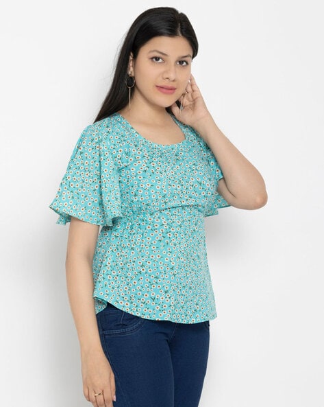 Womens Tops Plus Size Vintage Floral Print Loose Fit Blouse Cute Tops  Oversized Round Neck Pullover Ethnic Blouse Top, 01_blue, Small :  : Clothing, Shoes & Accessories