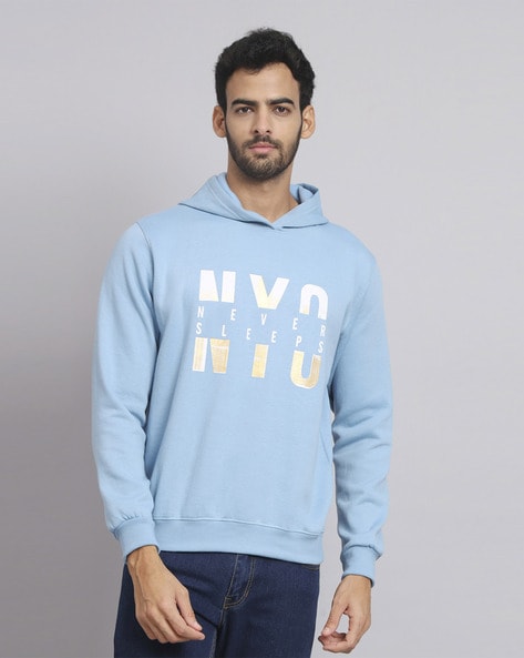 Typographic print hooded discount sweatshirt