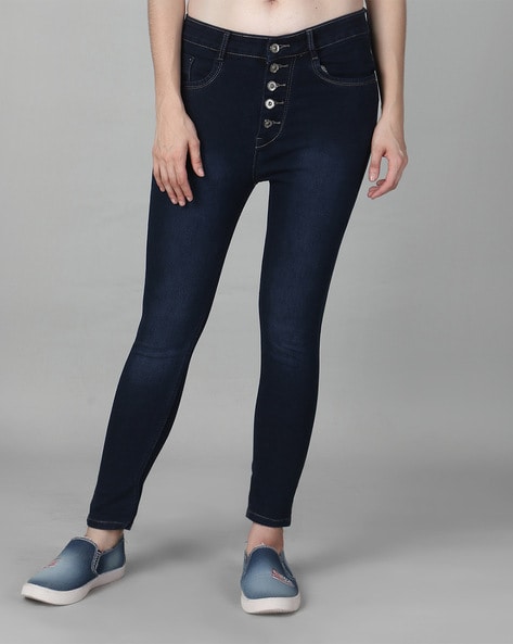 Buy Styli Navy High Rise Treggings for Women Online @ Tata CLiQ