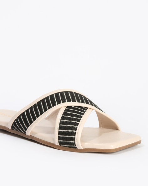 Women Criss Cross Strap Slides