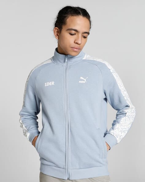 Logo Print Track Jacket with Zip Closure