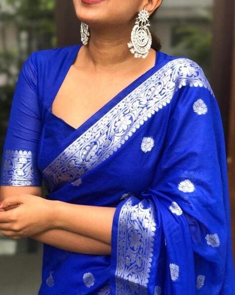 Royal Blue Banarasi Pure Silk Saree – Handloom Emporium
