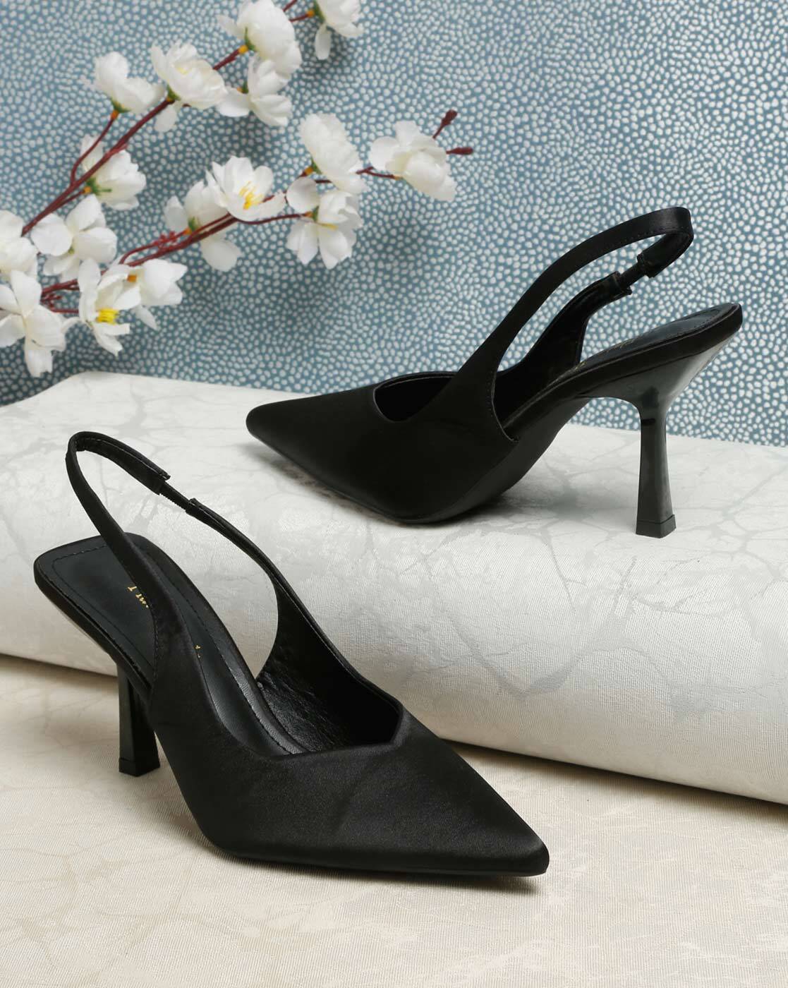 Sheela Women Black Comfort Casual Slip On Heels – Sheela Shoes