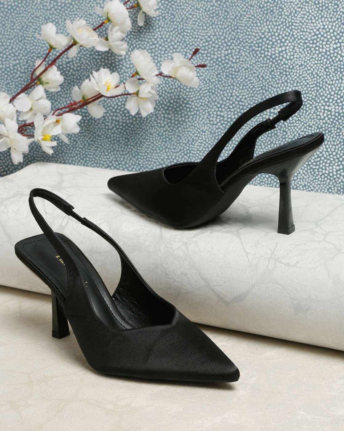 Black pointed hotsell open toe heels