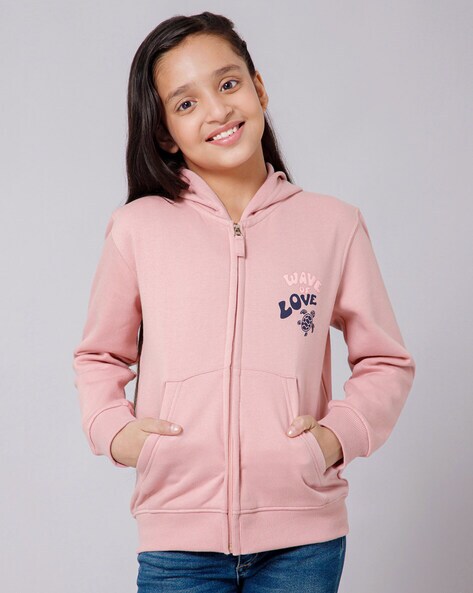 Girls zip cheap front hoodie