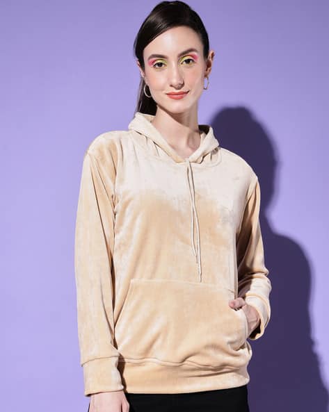 Buynewtrend Velvet Hoodie For Ladies Velvet Hoodie Women's On Sale