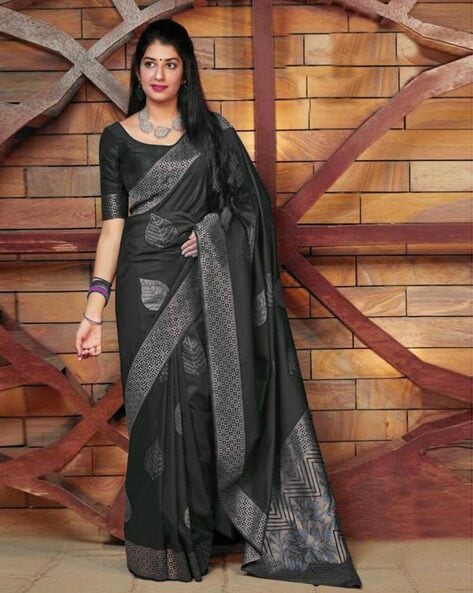 Handwoven Black colour banarasi Silk saree