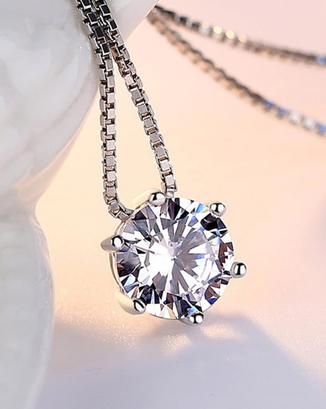 Ornate Jewels 925 Sterling Silver 0.75 Carat Pear AAA Grade American Diamond  Solitaire Pendant Necklace with 18 Inch Chain for Women and Girls :  Amazon.in: Fashion