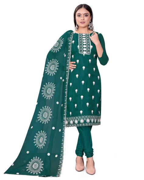 Embroidered 3-Piece Dress Material Price in India