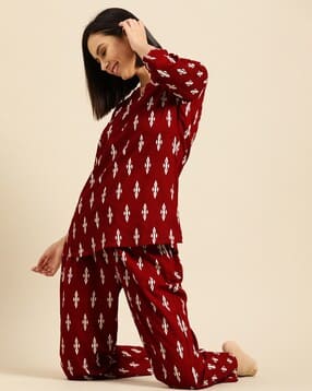 Ikat Print Top & Pyjamas Set