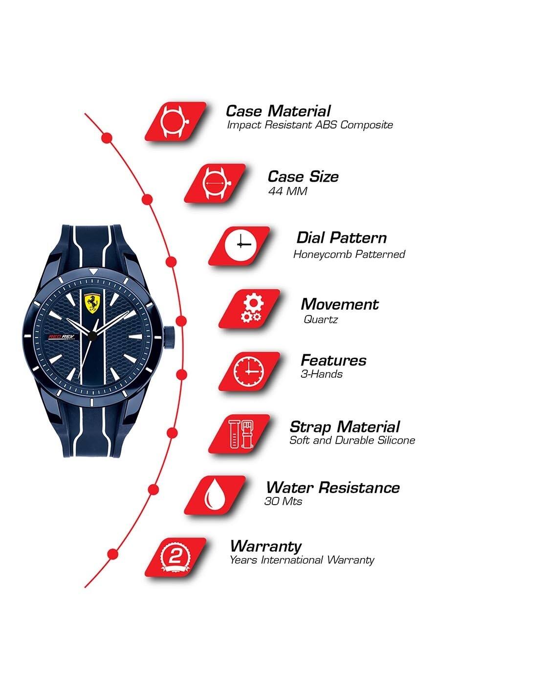 Buy Ferrari Scuderia Redrev Quartz Watch-0830541 Online | Ajio.com