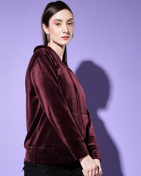 Burgundy top velvet hoodie