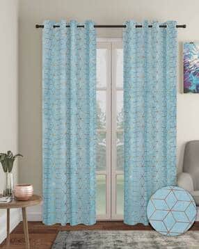 cortina eyelet curtain Set of 2 Geometric Print Door Curtains-picture-10