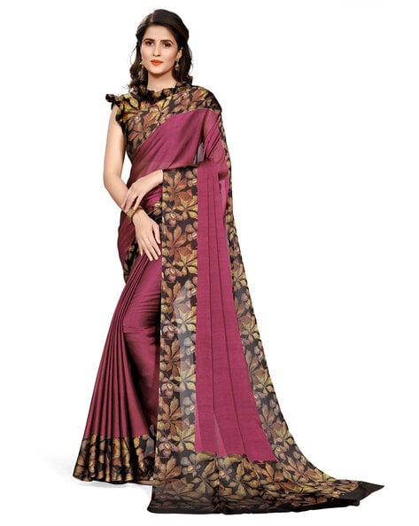 Elegant & Stylish Look Pink Chiffon Saree