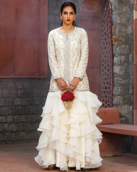 Ivory skirt suit on sale wedding