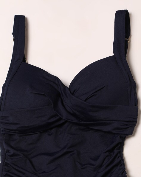 M&S + Tummy Control Padded Ruched Plunge Swimsuit
