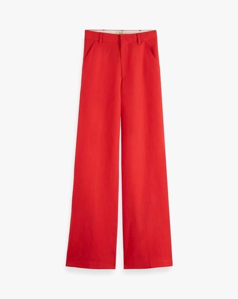 New Look HIGH WAIST WIDE LEG CROP - Trousers - red - Zalando.de