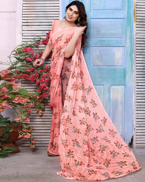 Buy Handmade Flower Print Cotton Saree Online in India - Etsy | Designer saree  blouse patterns, Floral print sarees, Saree designs