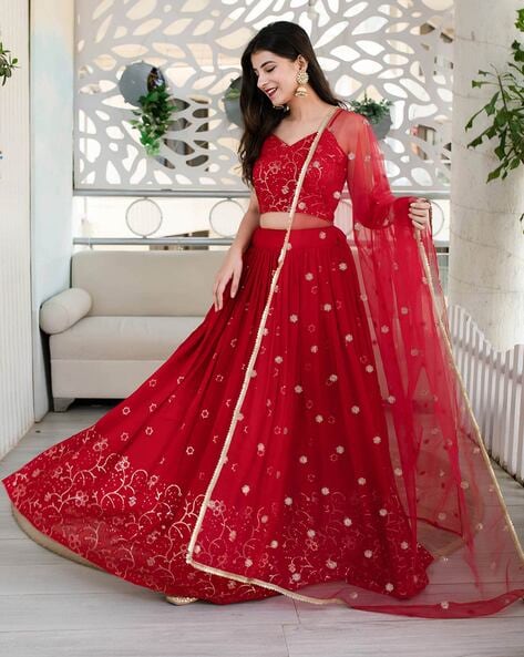 ETHNIC EMPORIUM womens Priyanka Chopra Inspired Red Bridal Wedding Lehenga  Choli Dupatta Ghagra Zarkan Cut Work American Indian Women 7870 SIZE :28 to  44 inches Bust Size As Shown : Amazon.co.uk: Fashion