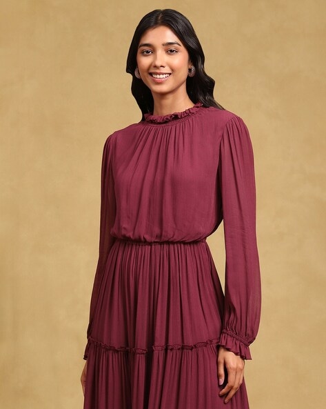 Burgundy loose dress best sale