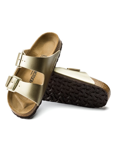 Narrow Fit Flat Sandals with Buckle Hem