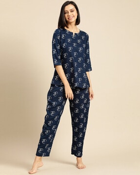 Lounge pants for women with pockets- Loungewear - Cotton printed