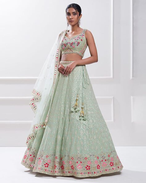 Buy Zeel Clothing Women's Faux Silk Semi-Stitched Lehenga Choli  (7028-Neon-Wedding-Bridal-Lehenga_Green, Wedding Neon_Free Size) at  Amazon.in
