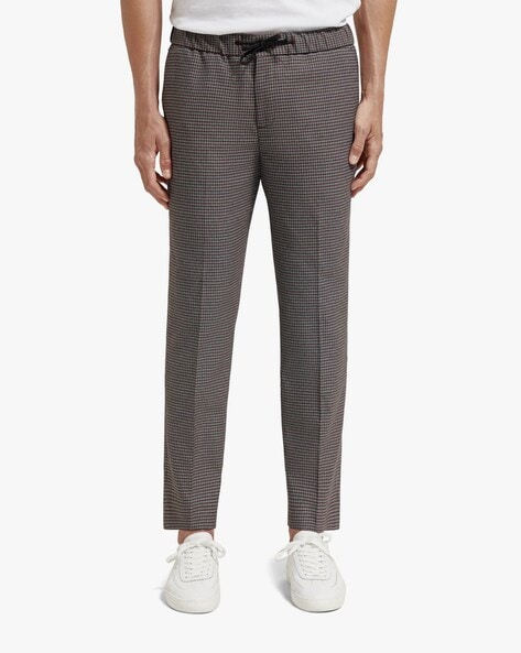 Mens checked 2025 jogger trousers