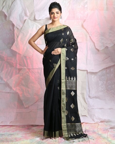 Buy online Women Black Solid Handloom Saree With Blouse from ethnic wear  for Women by Arhi for ₹1669 at 10% off | 2024 Limeroad.com