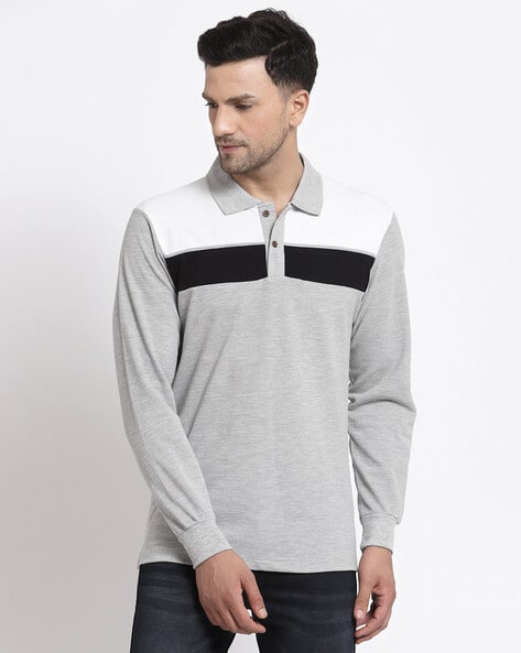 Striped Polo T Shirt with Full Sleeves