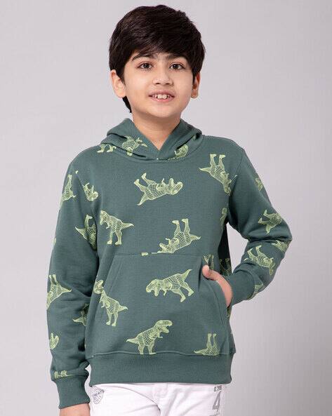 Graphic Print Hoodie with Kangaroo Pocket