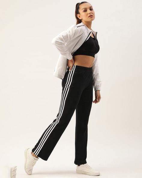 Women Flared Track Pants with Elasticated Drawstring Waist