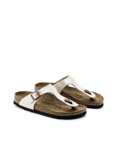 T-Strap Narrow Fit Slip-On Sandals