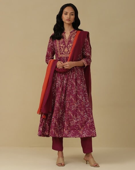 Aarke Ritu Kumar Relaxed Fit Printed Kurta with Pants & Dupatta
