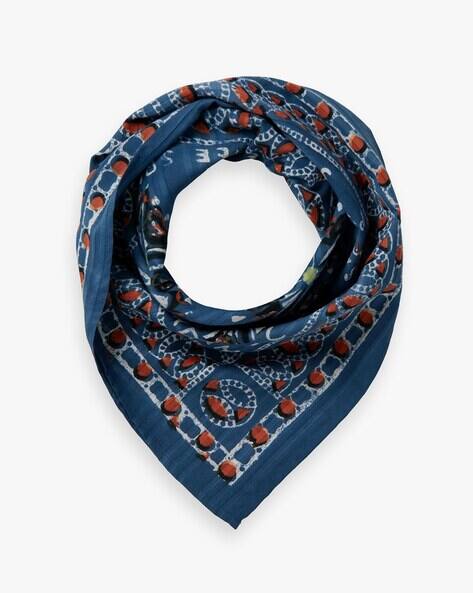Buy SCOTCH SODA Printed Bandana Scarf Blue Color Women AJIO LUXE
