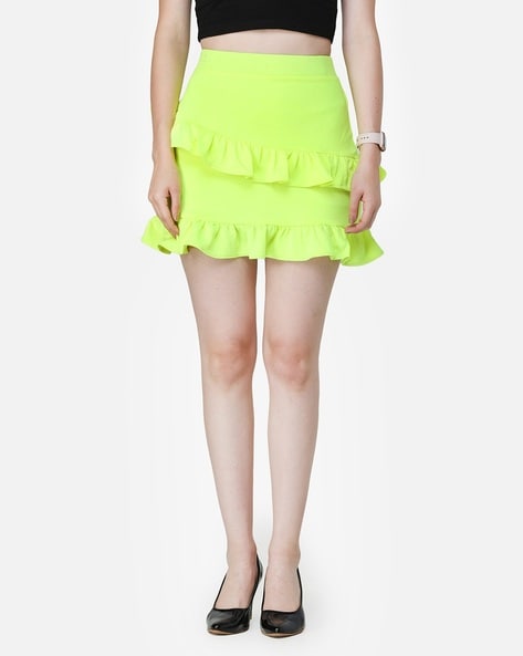 Green pencil skirt with clearance ruffle