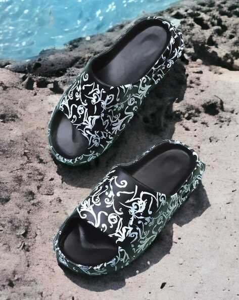 Graphic Print Slip On Flip Flops